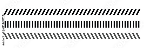Slash line border. Diagonal parallel lines divider strip. Tilt strip geometric abstract border. Slash divider. Vector illustration isolated on white background. Eps 10  .