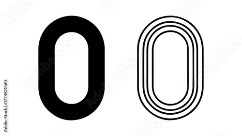 Two Oval Shapes One Solid One Outline Sports Track Design.