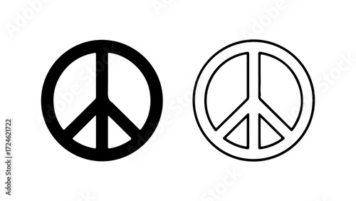 Two peace symbols one black one white simple design peace icon antiwar symbol.