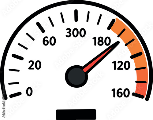 Speedometer instrument showing velocity and speed measurement on a vehicle dashboard.