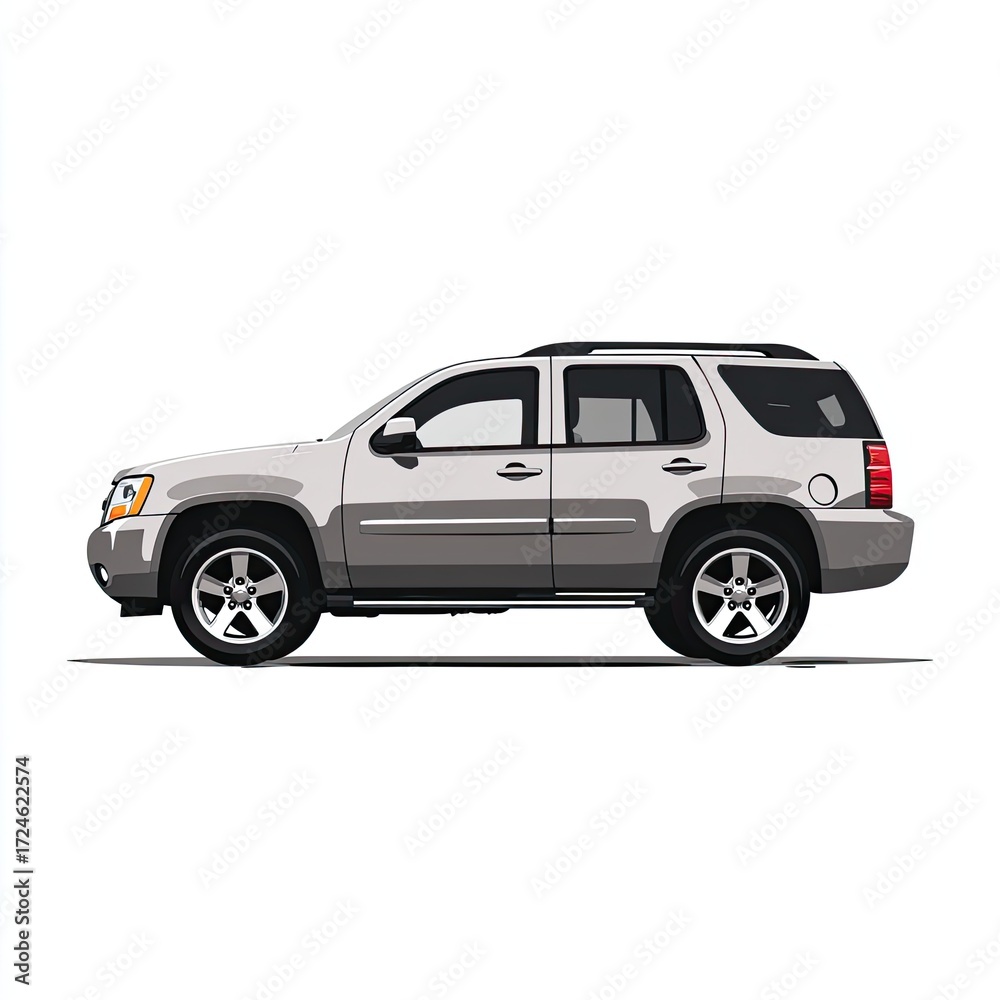 Obraz premium Side view of a light gray SUV