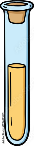 Test tube with yellow liquid and cork stopper science concept.