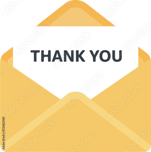 Thank you message in an envelope expressing gratitude and appreciation.