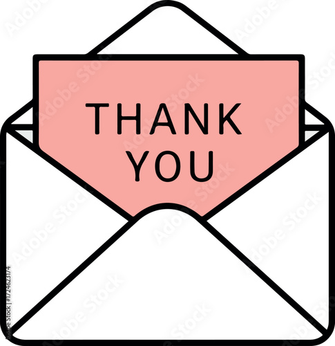 Thank You Note Inside Envelope Expressing Gratitude and Appreciation.