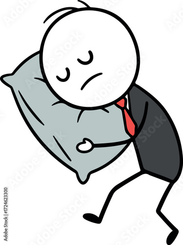 Tired businessman sleeping on pillow exhausted from work needs rest and relaxation.