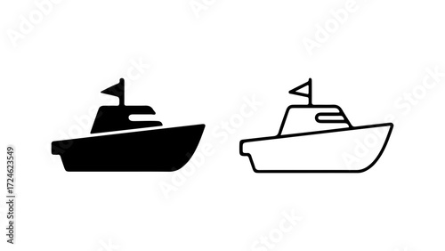 Two stylized boat icons one solid black and one outline.