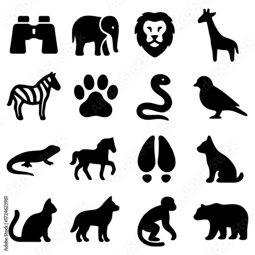 Silhouette of The Animals: A set of charming black silhouettes of various animals, showcasing a minimalist and artistic depiction of the natural world's diverse creatures.