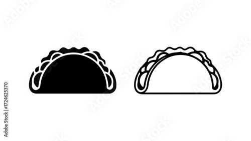 Two taco icons one black one white on a white background.