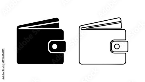 Wallet Icons Black and White Financial Symbolism.
