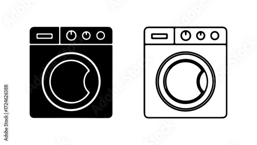 Washing machine icons black and white appliance.