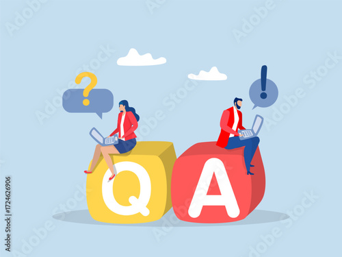 Q&A, question and answer concept, business people working on dialog with question and answer, AQ, frequently asked question, information and advice vector.