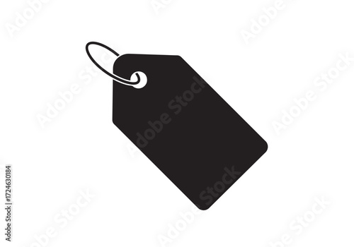 very simple flat and single minimalist Price Tag Silhouettes in black on a white background
