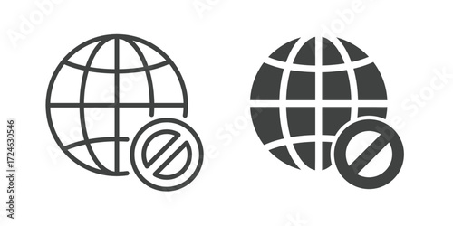 Internet Block, Web Access Denied, and Censorship Icon. Line and glyph solid icon