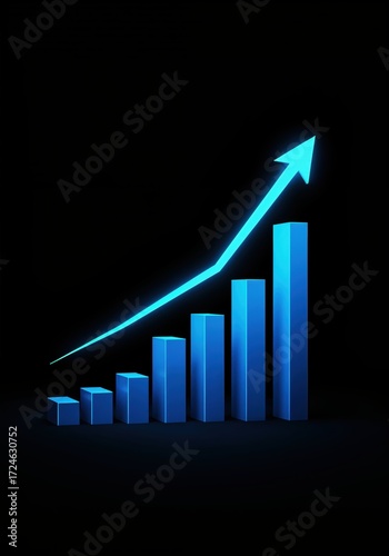 Free Download Upward Trend: A dynamic visual representation of growth and progress, depicting a rising bar graph with a vibrant arrow, against a dark background.  - GFXLoad