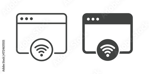 Wireless Internet Connection and Browser Connectivity Icon. Line and glyph solid icon