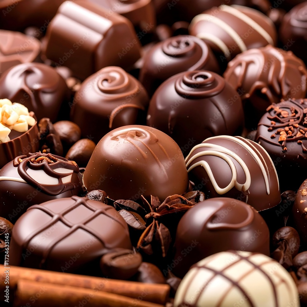 Obraz premium Assorted chocolates close-up (1)