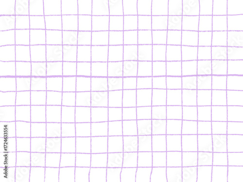 手描き背景　チェック　パープル　色鉛筆