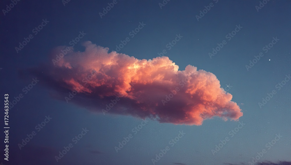 Naklejka premium Pink sunset cloud in a dark blue sky