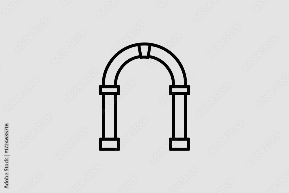 Fototapeta premium Simple architectural archway icon with clean lines on a muted background.