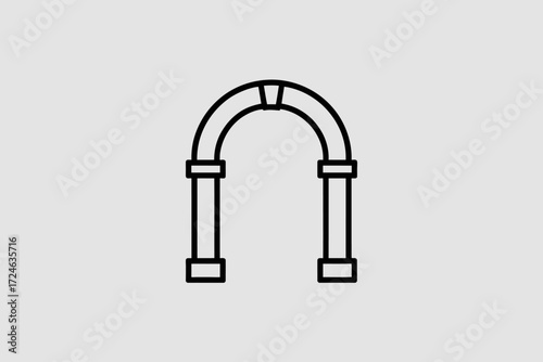 Simple architectural archway icon with clean lines on a muted background.