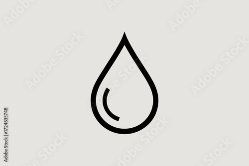 Clean water drop icon symbolizing purity and hydration on a neutral background.