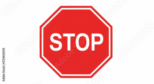 Red Stop Sign Icon Symbol of Traffic Regulation and Road Safety Awareness
