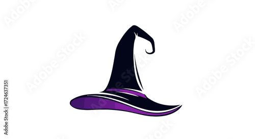 Whimsical witch hat illustration with a dark purple hue, ideal for Halloween graphics, seasonal designs, and themed party invitations or decoration projects.