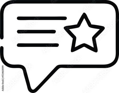 Favorite comment speech bubble icon with star and text lines