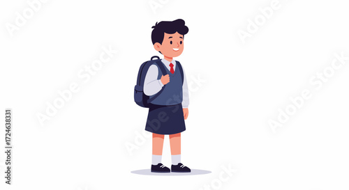 A young student with a backpack, ready for a day of learning and adventure at school