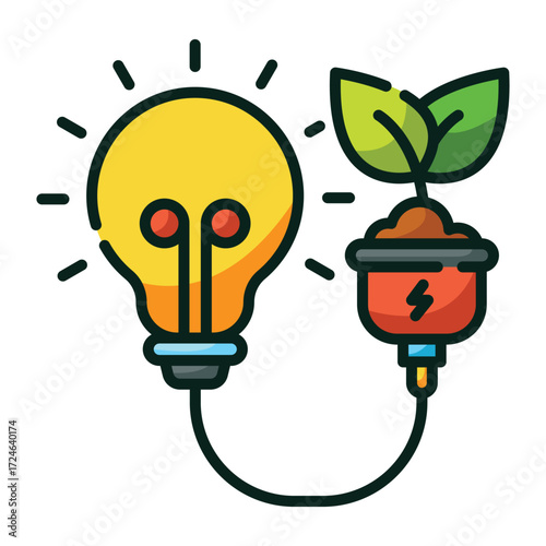 Lightbulb with plant and power source