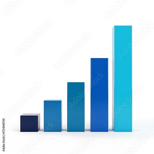 Progressive, vibrant blue bar graph showcases a positive upward trend against a plain white background. Free Download Progressive, vibrant blue bar graph showcases a positive upward trend against a plain white background. - GFXLoad