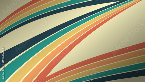 1970 70s retro perspective wave  lines rainbow background. Vintage grunge colourful stripes banner, backdrop and wallpaper vector.