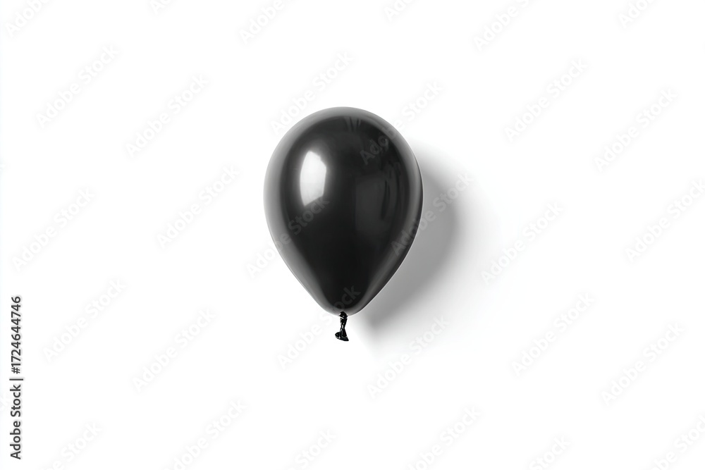Obraz premium Single black balloon against white background