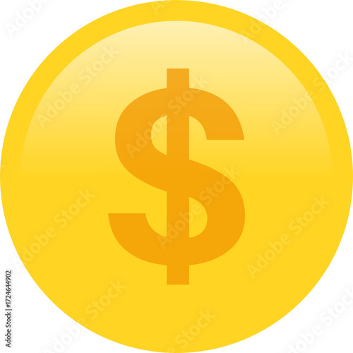 dollar gold coin symbol vector.
