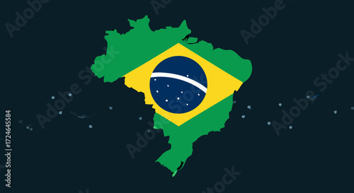Brazil in Focus: A vibrant map of Brazil, emblazoned with the country's iconic flag, serves as a potent emblem of national pride and geographic identity.