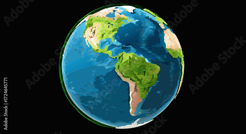 Planet Earth's Atlas: A beautifully detailed depiction of planet Earth showcases its continents, oceans, and atmosphere from space.