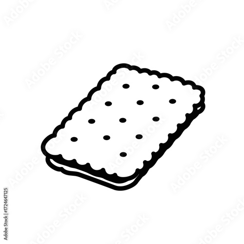 Sandwich cookie Line art Simple black and white snack food