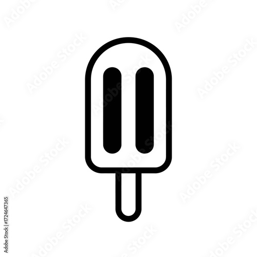 Ice cream popsicle simple line drawing black and white treat summer snack