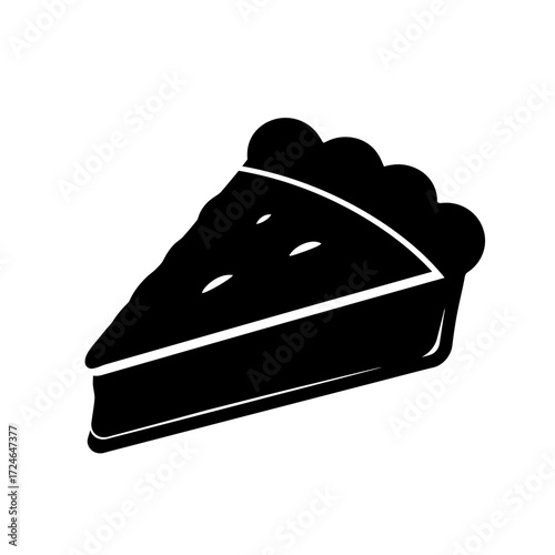 Slice of pie silhouette style dessert food sweet treat black and white