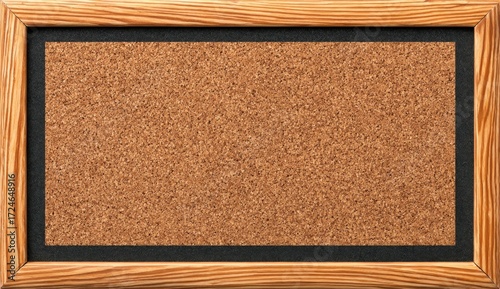 Empty cork bulletin board in a wooden frame