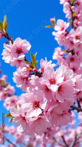 Spring blossoms against blue sky