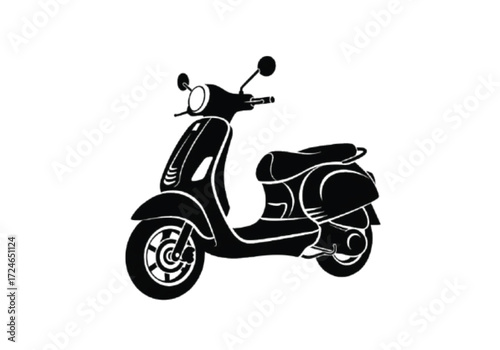 Classic Scooter Illustration Black and White Design for Travel and Transportation