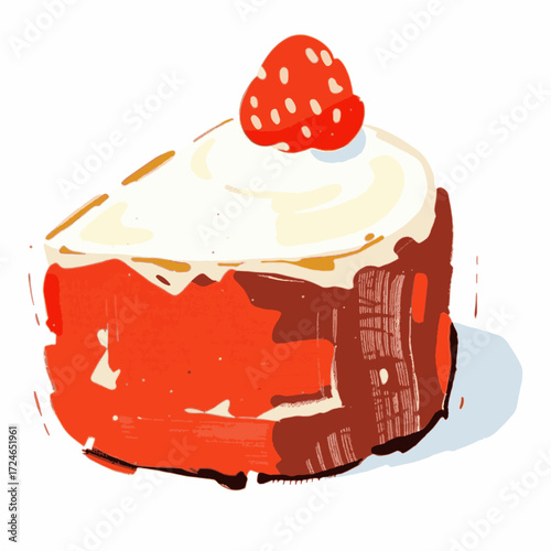Strawberry Cake Slice Illustration
