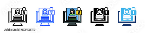 User Authentication Icon Collection With Multiple Styles
