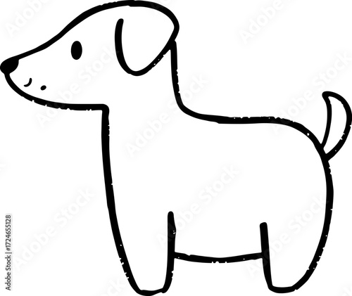 Doodle sketch dog outline cartoon, simple vector icon for pet or family blogs