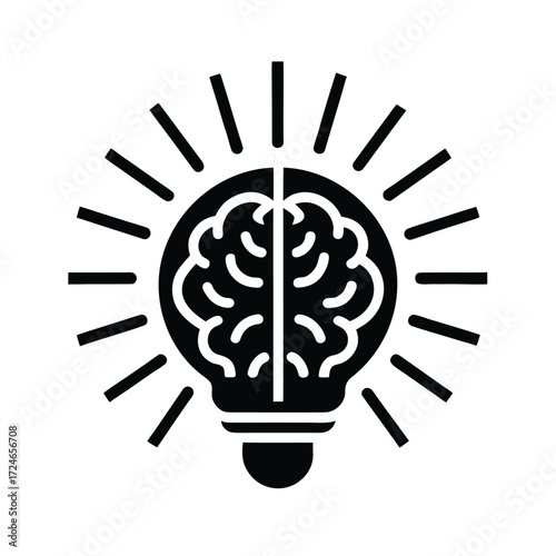 Brain Knowledge Light Rays Icon
