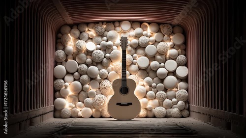 Acoustic Guitar Still Life Close-up Inside a Container