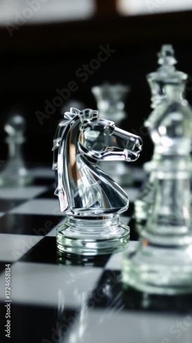 Clear glass chess pieces