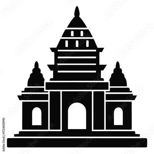 temple hindu  vector icon  on white background