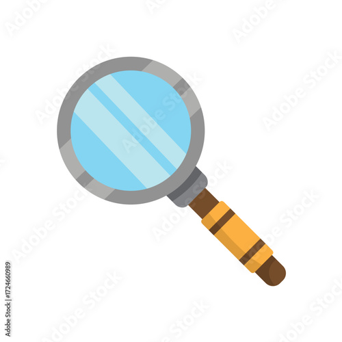 Magnifying glass with blue lens and yellow handle